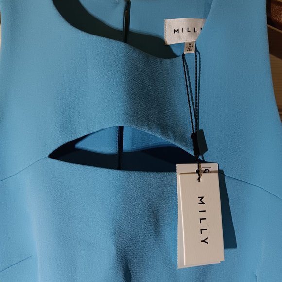 NWT Milly Luna Color Block Dress Blue and Green 6 - Picture 5 of 8